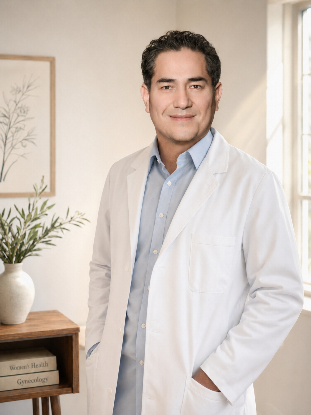 Retrato del Dr. Víctor Cerecedo en su consultorio